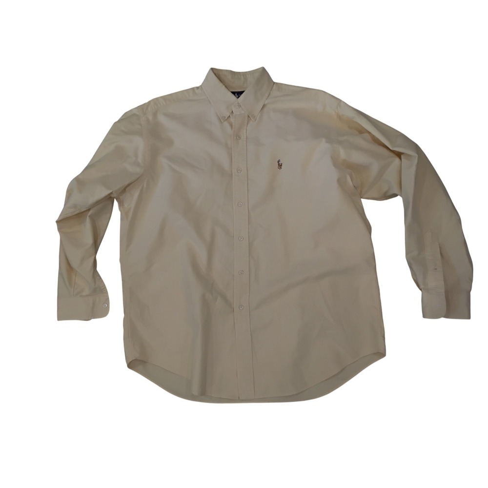 Polo Ralph Lauren Blake Mens Large Yellow Cotton Oxford Button Down Shirt‎ L